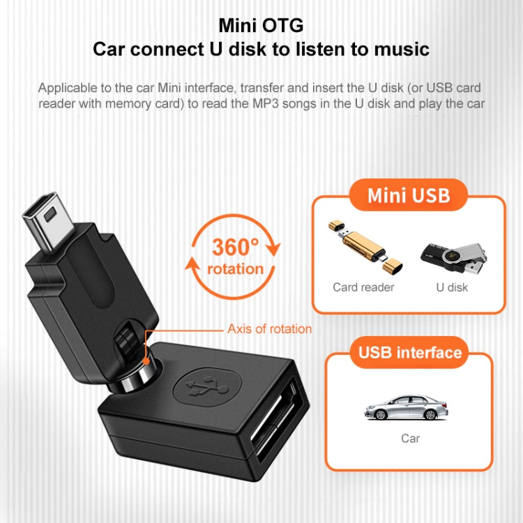 High Quality USB 2.0 AF to OTG Mini USB Adapter, Support 360 Degree Rotation by buy2fix