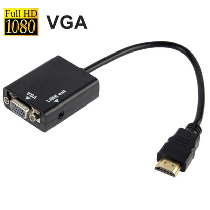 26cm HDMI to VGA + Audio Output Video Conversion Cable with 3.5mm Audio Cable, Support Full HD 1080P(Black) by buy2fix