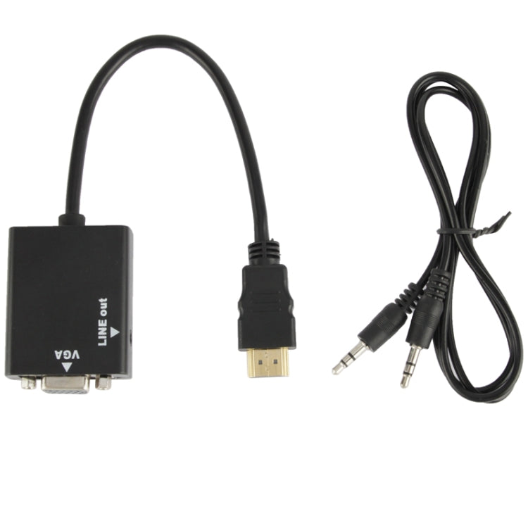 26cm HDMI to VGA + Audio Output Video Conversion Cable with 3.5mm Audio Cable, Support Full HD 1080P(Black) by buy2fix
