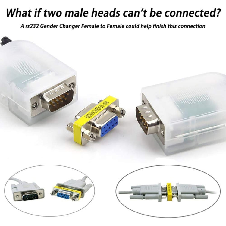 Serial RS232 DB9 9 Pin Female to Female Adapter Converter(Blue) - RS485 / RS232 Series by buy2fix | Online Shopping UK | buy2fix