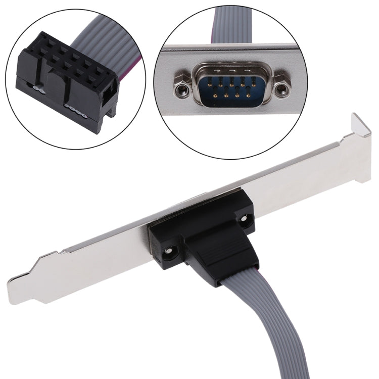 DB9 9pin Com Port host case Cable / RS232 port plate cable, Length: 36cm(Grey) by buy2fix