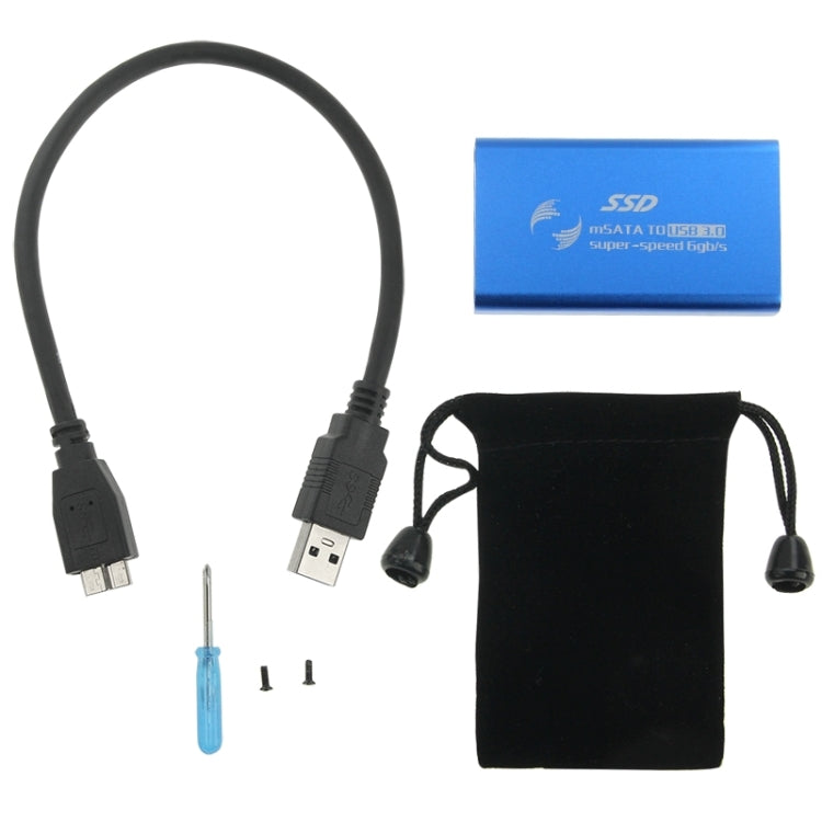 6gb/s mSATA Solid State Disk SSD to USB 3.0 Hard Disk Case(Blue) by buy2fix