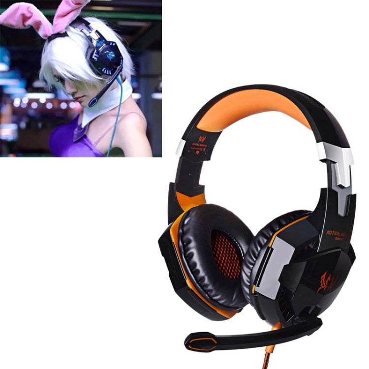 EACH G2000 Over-ear Stereo Bass Gaming Headset with Mic & LED Light for Computer, Cable Length: 2.2m(Orange) by KOTION EACH