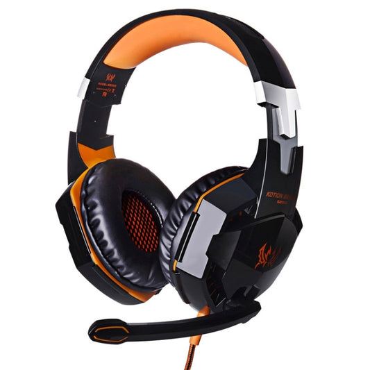 EACH G2000 Over-ear Stereo Bass Gaming Headset with Mic & LED Light for Computer, Cable Length: 2.2m(Orange) by KOTION EACH