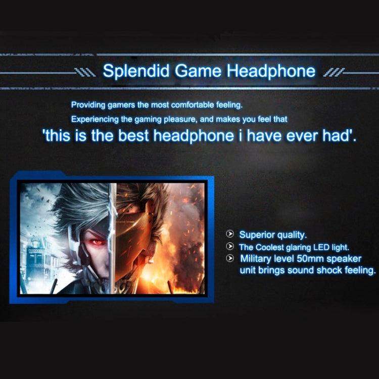 EACH G2000 Over-ear Stereo Bass Gaming Headset with Mic & LED Light for Computer, Cable Length: 2.2m(Orange) by KOTION EACH