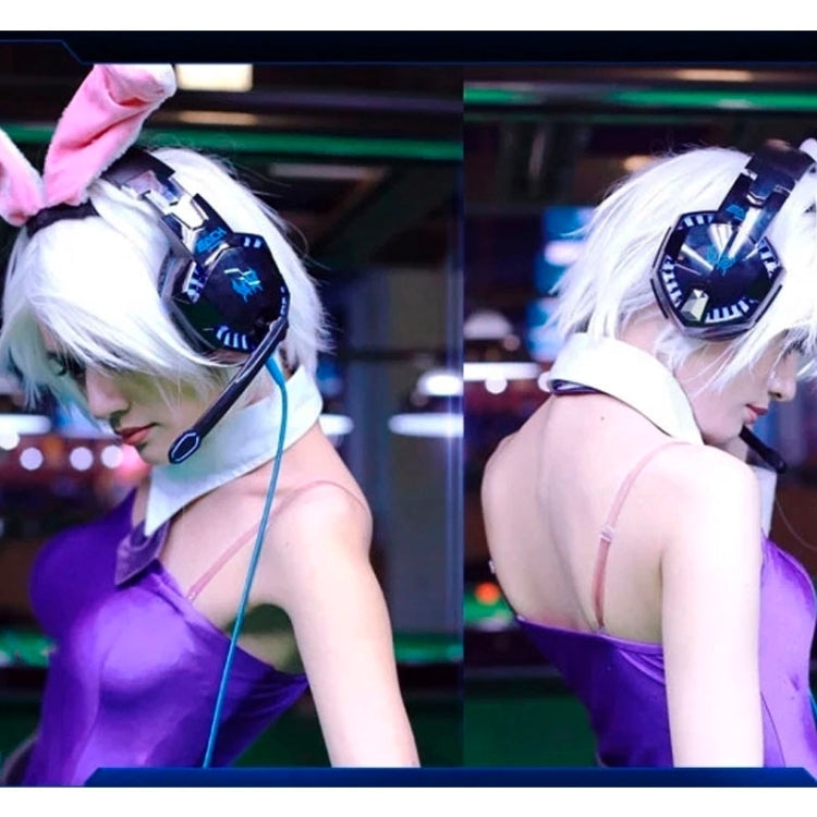 EACH G2000 Over-ear Stereo Bass Gaming Headset with Mic & LED Light for Computer, Cable Length: 2.2m(Orange) by KOTION EACH