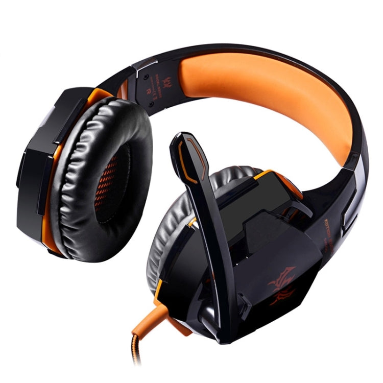 EACH G2000 Over-ear Stereo Bass Gaming Headset with Mic & LED Light for Computer, Cable Length: 2.2m(Orange) by KOTION EACH