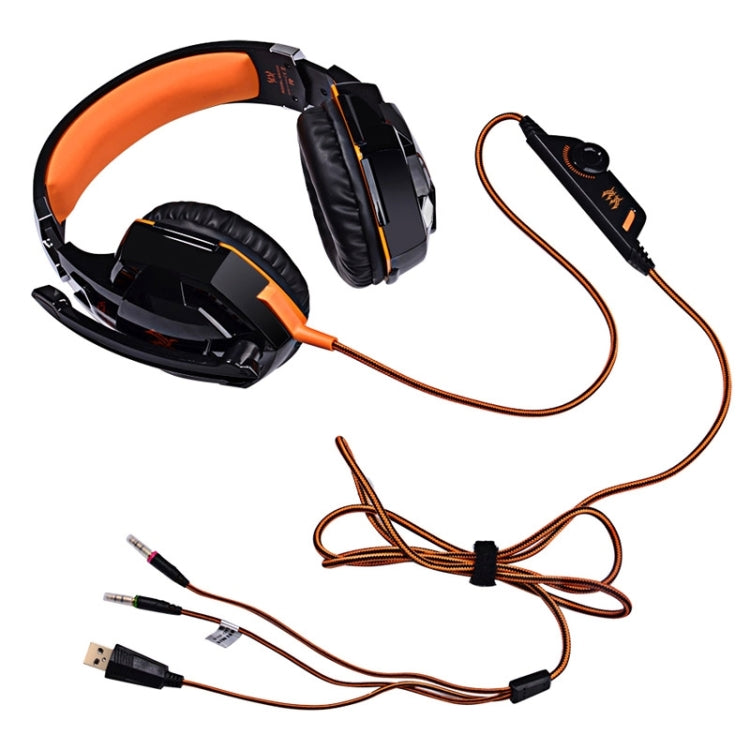 EACH G2000 Over-ear Stereo Bass Gaming Headset with Mic & LED Light for Computer, Cable Length: 2.2m(Orange) by KOTION EACH