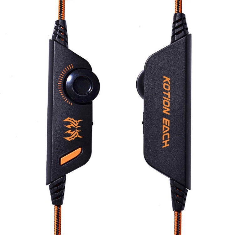 EACH G2000 Over-ear Stereo Bass Gaming Headset with Mic & LED Light for Computer, Cable Length: 2.2m(Orange) by KOTION EACH