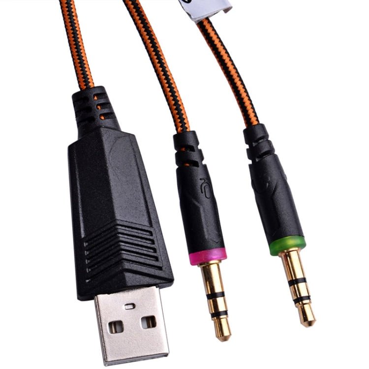 EACH G2000 Over-ear Stereo Bass Gaming Headset with Mic & LED Light for Computer, Cable Length: 2.2m(Orange) by KOTION EACH