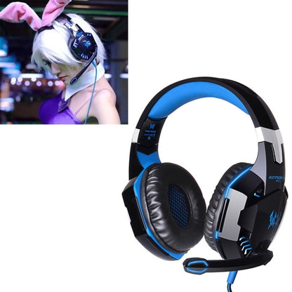 EACH G2000 Over-ear Stereo Bass Gaming Headset with Mic & LED Light for Computer, Cable Length: 2.2m(Blue) by KOTION EACH