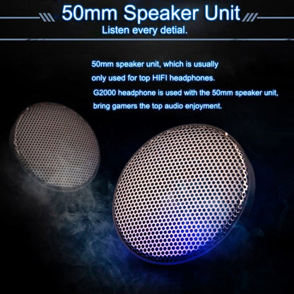 EACH G2000 Over-ear Stereo Bass Gaming Headset with Mic & LED Light for Computer, Cable Length: 2.2m(Blue) by KOTION EACH