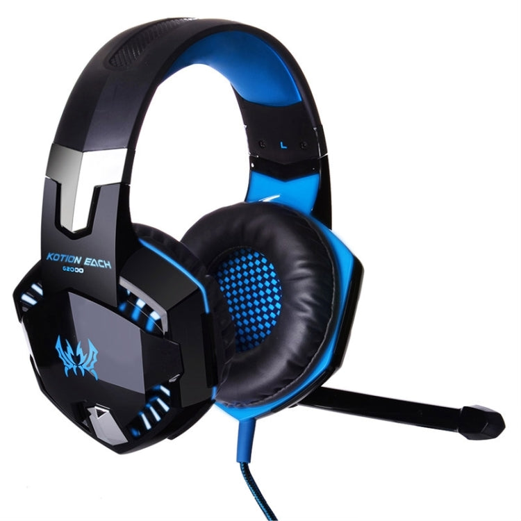 EACH G2000 Over-ear Stereo Bass Gaming Headset with Mic & LED Light for Computer, Cable Length: 2.2m(Blue) by KOTION EACH