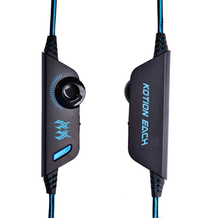 EACH G2000 Over-ear Stereo Bass Gaming Headset with Mic & LED Light for Computer, Cable Length: 2.2m(Blue) by KOTION EACH
