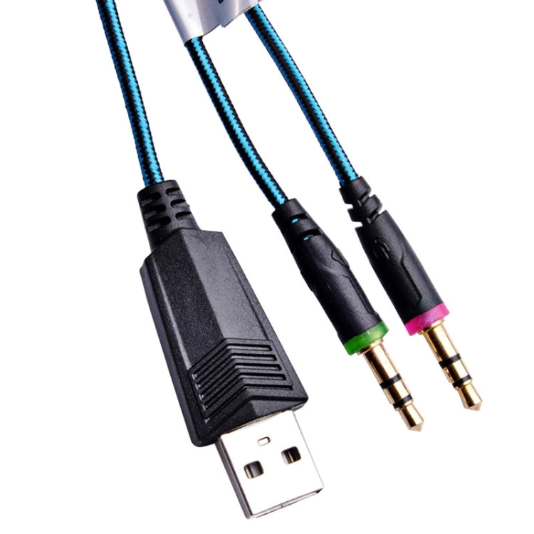 EACH G2000 Over-ear Stereo Bass Gaming Headset with Mic & LED Light for Computer, Cable Length: 2.2m(Blue) by KOTION EACH