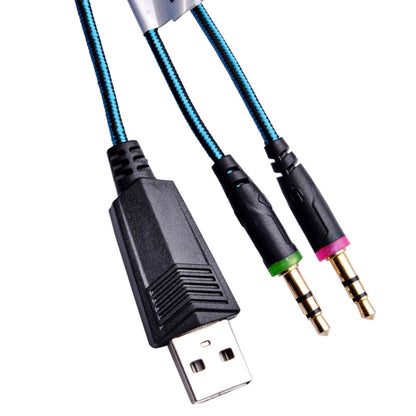 EACH G2000 Over-ear Stereo Bass Gaming Headset with Mic & LED Light for Computer, Cable Length: 2.2m(Blue) by KOTION EACH