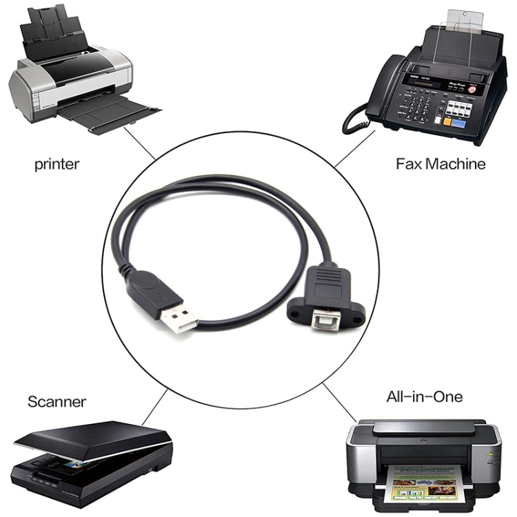 USB 2.0 Male to USB 2.0 Type-B Female Printer / Scanner Adapter Cable for HP, Dell, Epson, Length: 50cm(Black) by buy2fix