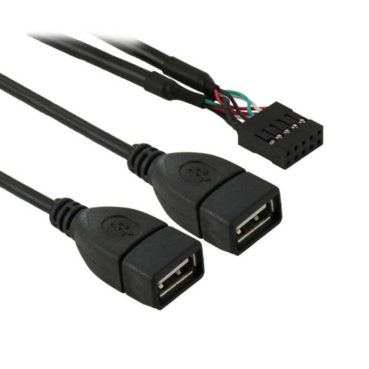 10 Pin Motherboard Female Header to 2 USB 2.0 Female Adapter Cable, Length: 50cm by buy2fix