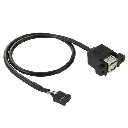 10 Pin Motherboard Female Header to 2 USB 2.0 Female Adapter Cable, Length: 50cm by buy2fix