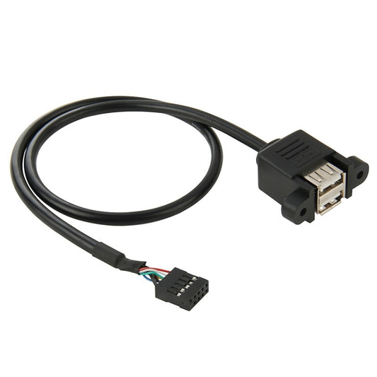 10 Pin Motherboard Female Header to 2 USB 2.0 Female Adapter Cable, Length: 50cm by buy2fix