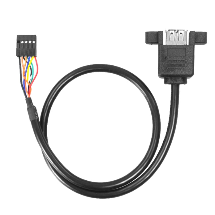 10 Pin Motherboard Female Header to 2 USB 2.0 Female Adapter Cable, Length: 50cm by buy2fix