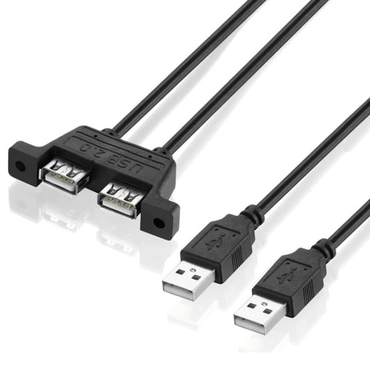 2 USB 2.0 Male to 2-port USB 2.0 Female with 2 Screw Holes Extension Cable, Length: 50cm by buy2fix