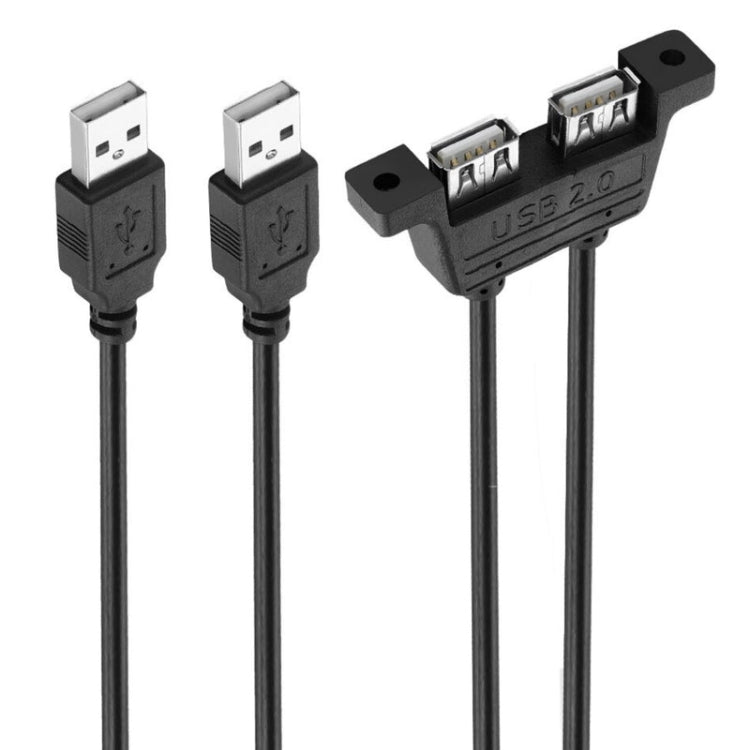 2 USB 2.0 Male to 2-port USB 2.0 Female with 2 Screw Holes Extension Cable, Length: 50cm by buy2fix