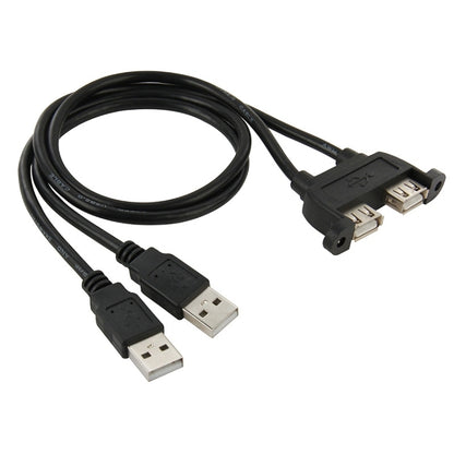 2 USB 2.0 Male to 2-port USB 2.0 Female with 2 Screw Holes Extension Cable, Length: 50cm by buy2fix
