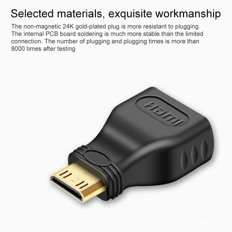 Gold Plated Mini HDMI Male to HDMI 19 Pin Female Adapter(Black) - Adapter by buy2fix | Online Shopping UK | buy2fix