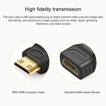 Gold Plated Mini HDMI Male to HDMI 19 Pin Female Adapter(Black) - Adapter by buy2fix | Online Shopping UK | buy2fix