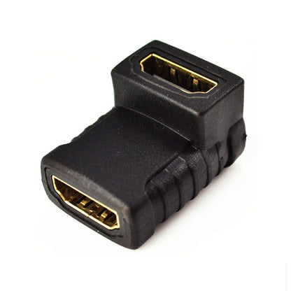 HDMI Angle Coupler (Female to Female) - 90 Degree (Gold Plated)(Black) by buy2fix