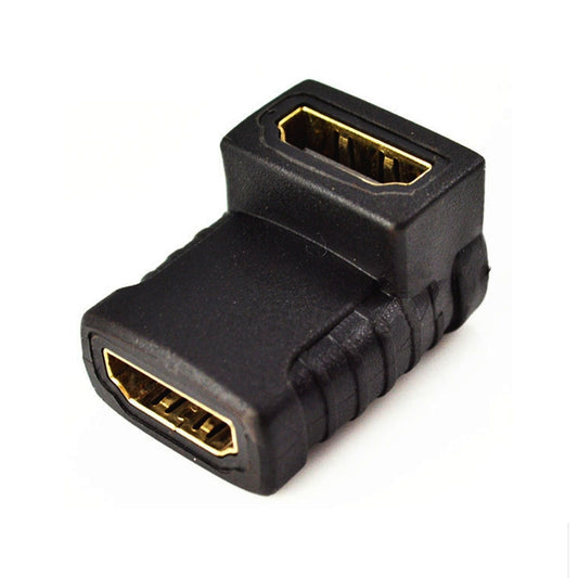 HDMI Angle Coupler (Female to Female) - 90 Degree (Gold Plated)(Black) by buy2fix