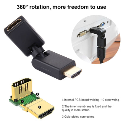 HDMI 19 Pin Male to Female 360 Degree SWIVEL Adaptor (Gold Plated)(Black) by buy2fix