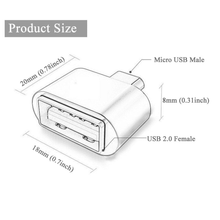 Micro USB 2.0 to USB 2.0 Adapter with OTG Function, For Samsung / Huawei / Xiaomi / Meizu / LG / HTC and Other Smartphones(White) by buy2fix