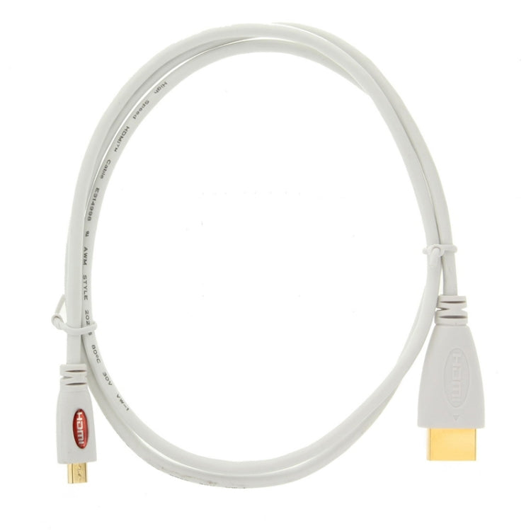 1m Gold Plated Micro HDMI Male to HDMI Male Cable, 1.4 Version(White) - Cable by buy2fix | Online Shopping UK | buy2fix