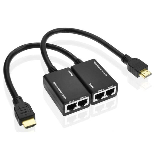 HDMI Extender by Cat5e / 6 LAN Cable 30M / 1080P(Black) - Amplifier by buy2fix | Online Shopping UK | buy2fix