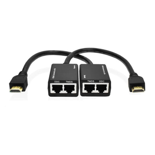 HDMI Extender by Cat5e / 6 LAN Cable 30M / 1080P(Black) - Amplifier by buy2fix | Online Shopping UK | buy2fix