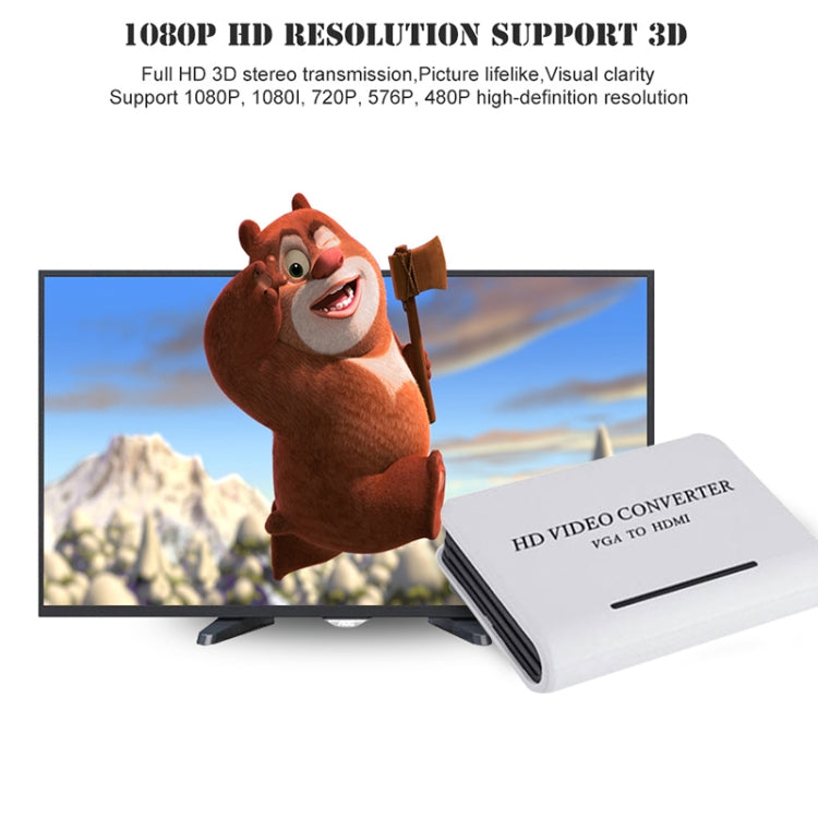 1080P Audio VGA to HDMI HD HDTV Video Converter(White) by buy2fix