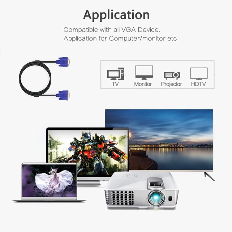 Good Quality VGA 15 Pin Male to VGA 15 Pin Female Cable for LCD Monitor, Projector, etc (Length: 1.8m) by buy2fix