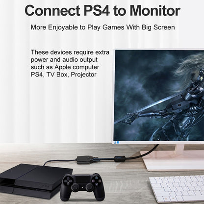 22cm Full HD 1080P Micro HDMI Male to VGA Female Video Adapter Cable with Audio Cable(Black) by buy2fix