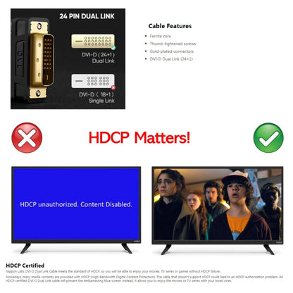 DVI 24+1P Male to DVI 24+1P Male Cable, Length: 1.5m by buy2fix