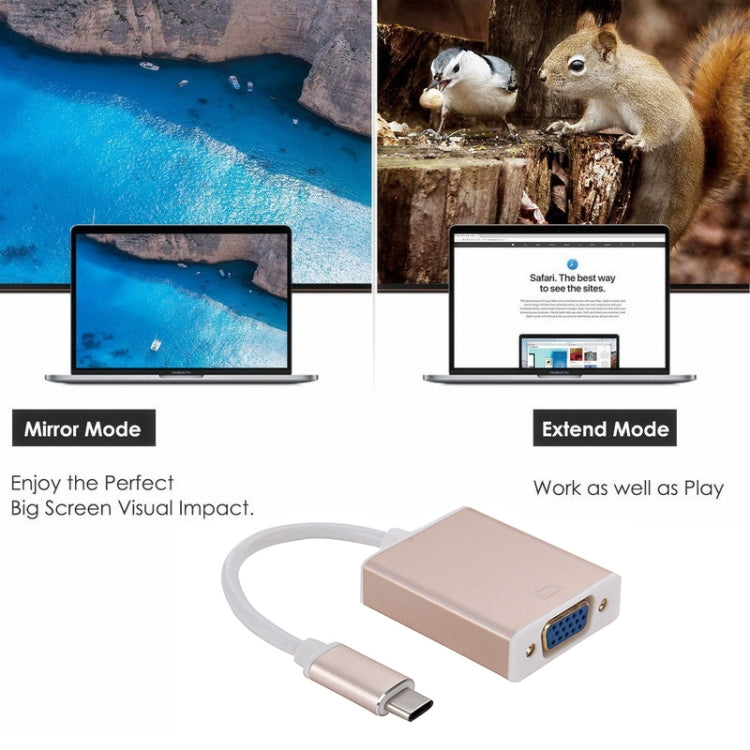USB-C / Type-C 3.1 to VGA Multi-display Adapter Cable,Cable Length: About 10cm(Gold) by buy2fix