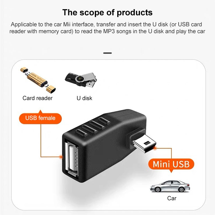 Mini USB Male to USB 2.0 AF Adapter with 90 Degree Right Angled, Support OTG Function(Black) by buy2fix
