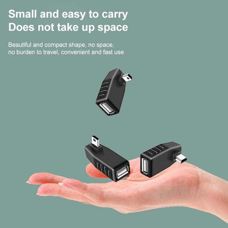 Mini USB Male to USB 2.0 AF Adapter with 90 Degree Left Angled, Support OTG Function(Black) by buy2fix