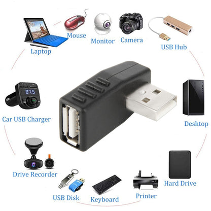 USB 2.0 AM to AF Adapter with 90 Degree Angle, Support OTG Function by buy2fix