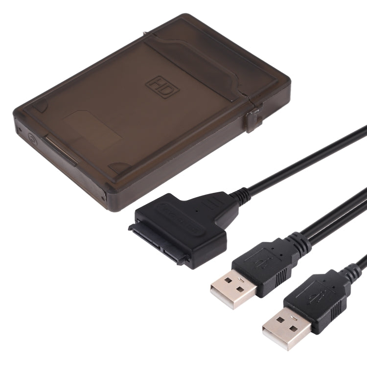 USB 2.0 to 7+15 Pin 22Pin SATA Data Cable Converter Adapter with Box Case for 2.5 / 3.5 Inch Hard Disk Drive HDD(Black) by buy2fix