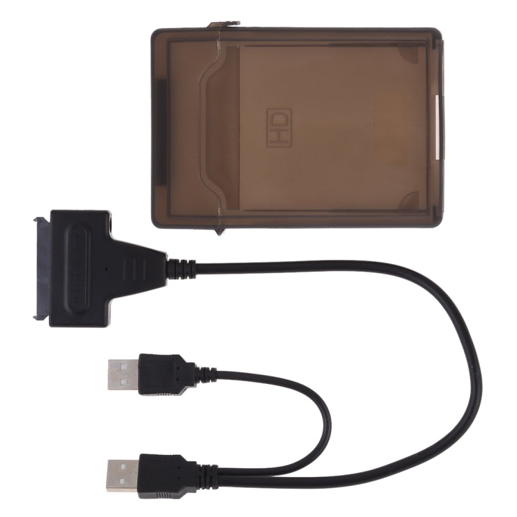 USB 2.0 to 7+15 Pin 22Pin SATA Data Cable Converter Adapter with Box Case for 2.5 / 3.5 Inch Hard Disk Drive HDD(Black) by buy2fix