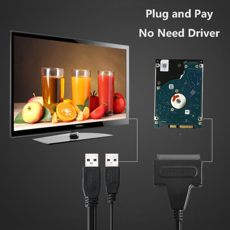 USB 2.0 to 7+15 Pin 22Pin SATA Data Cable Converter Adapter with Box Case for 2.5 / 3.5 Inch Hard Disk Drive HDD(Black) by buy2fix