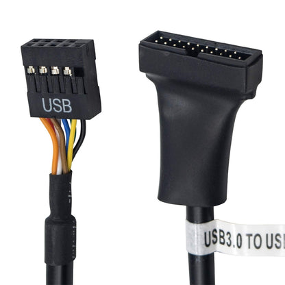 USB 2.0 9Pin Motherboard Female to USB 3.0 19Pin Housing Male Adapter Cable, Length: 15cm(Black) by buy2fix