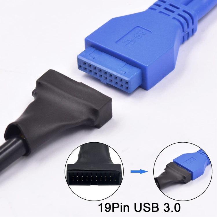 USB 2.0 9Pin Motherboard Female to USB 3.0 19Pin Housing Male Adapter Cable, Length: 15cm(Black) by buy2fix